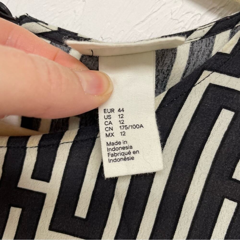 GP & J Baker X H&M Black & White Geometric Print Swing Mini Dress Womens 12 - Picture 7 of 9